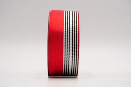 Piros-félig fehér szatén tervezésű szalag_K1765-273